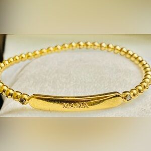 Nadri Gold Beaded ID Bar with MAMA  Baby Stretchable  Bracelet
